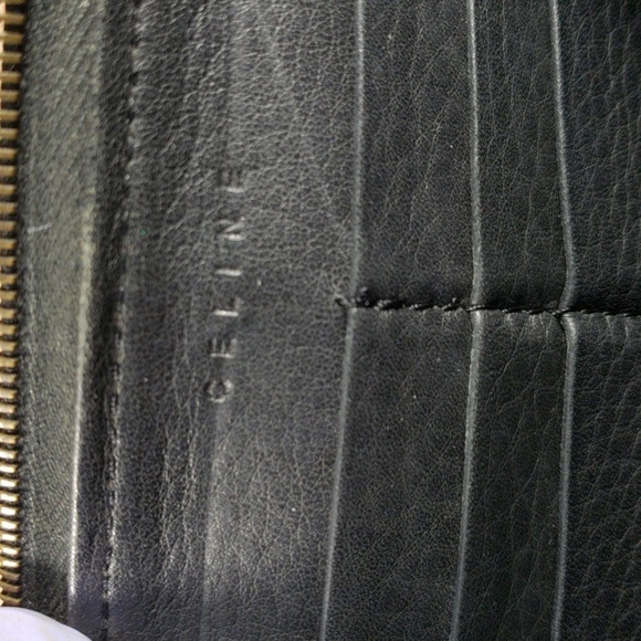 Céline Black Leather Zip Wallet – Vintage, Long Style, Authentic Designer Wallet - Picture 10 of 13